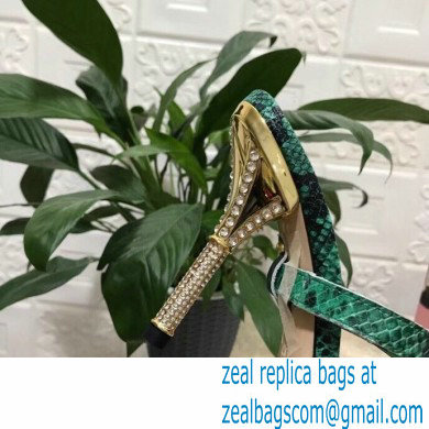 Dolce  &  Gabbana Crystal Heel 10.5cm Python Mules Green 2021